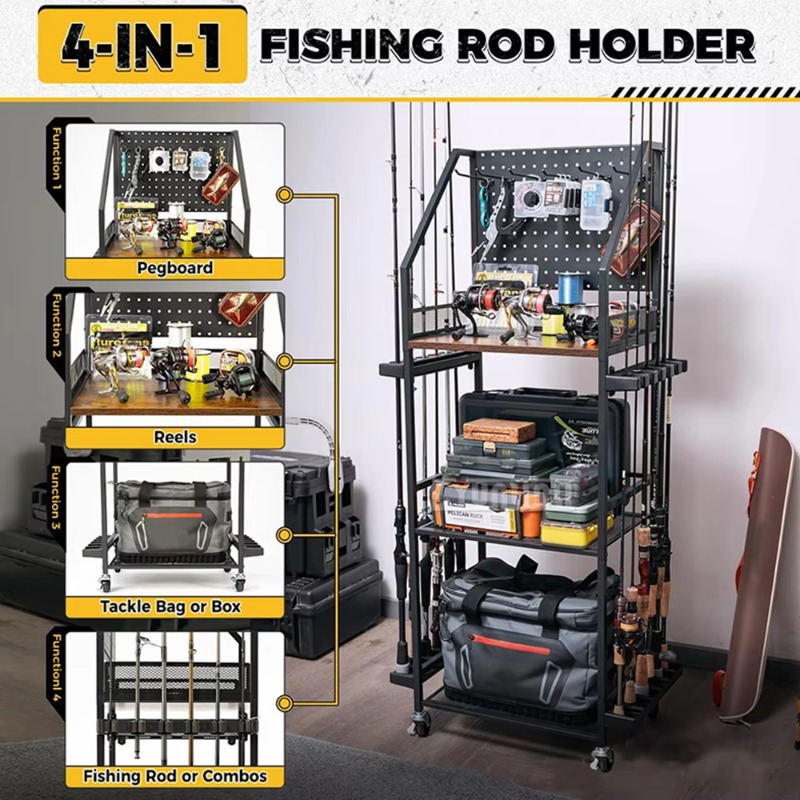 Fishing Gear Storage Shelf, Fi - Fishing Rod Combo 评论和价格